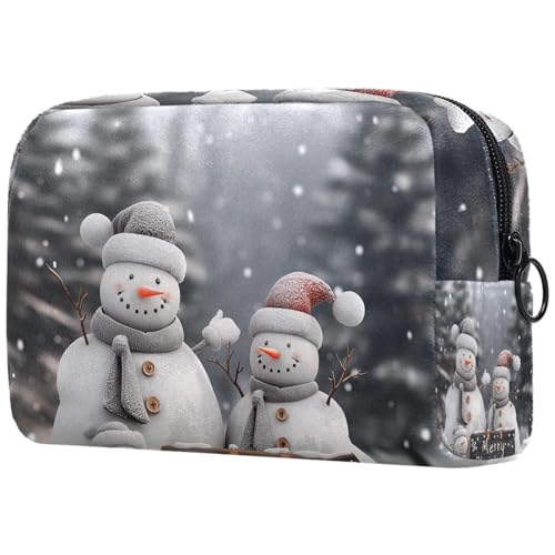 Kosmetiktaschen Für Frauen Niedlicher Schneemann Frohe Weihnachten Schminkkoffer Reisetasche Kosmetiktasche Organizer von EJFICAHG