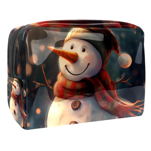 Kosmetiktaschen Für Frauen Niedlicher Schneemann Weihnachten Schminkkoffer Reisetasche Kosmetiktasche Organizer 18.5x7.5x13cm von EJFICAHG