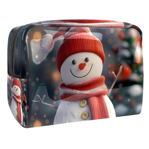Kosmetiktaschen Für Frauen Niedlicher Schneemann Weihnachten Schminkkoffer Reisetasche Kosmetiktasche Organizer 18.5x7.5x13cm von EJFICAHG