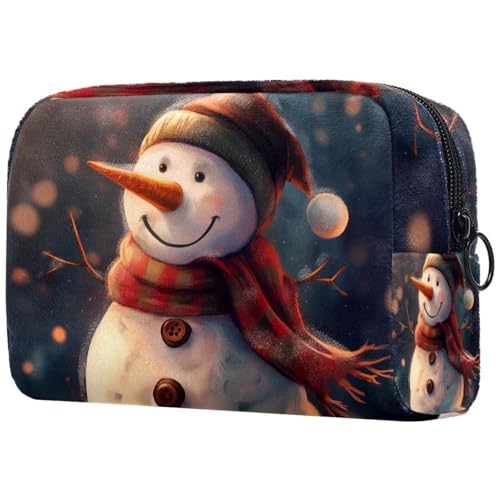Kosmetiktaschen Für Frauen Niedlicher Schneemann Weihnachten Schminkkoffer Reisetasche Kosmetiktasche Organizer von EJFICAHG