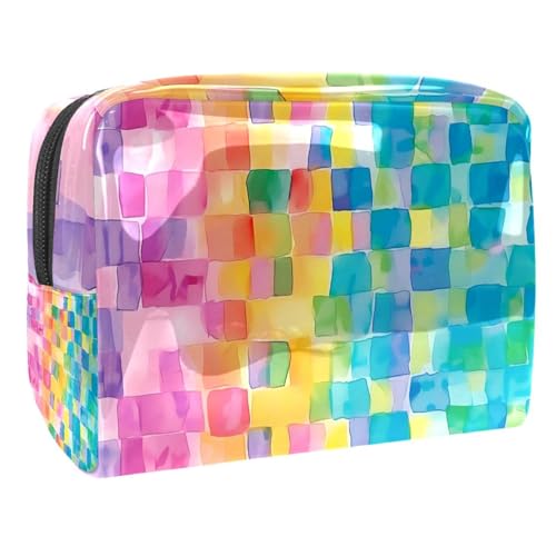Kosmetiktaschen Für Frauen Regenbogen Farbverlauf Schminkkoffer Reisetasche Kosmetiktasche Organizer 18.5x7.5x13cm von EJFICAHG