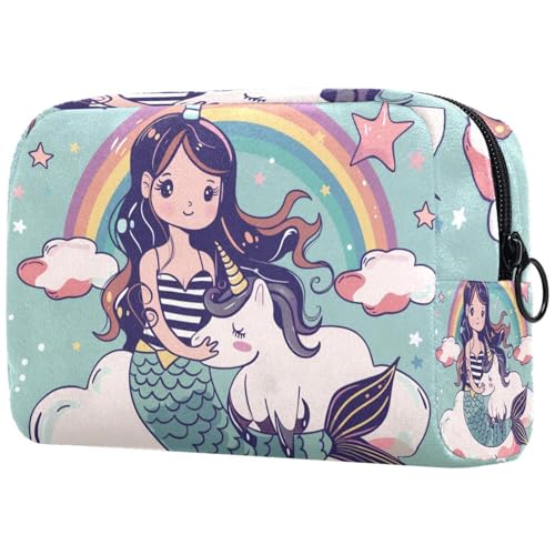 Kosmetiktaschen Für Frauen Regenbogen Meerjungfrau Und Einhorn Schminkkoffer Reisetasche Kosmetiktasche Organizer von EJFICAHG
