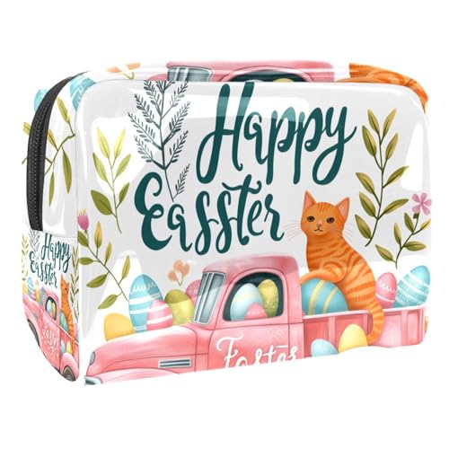 Kosmetiktaschen Für Frauen Rosa LKW Blüte Ostern Blumen Schminkkoffer Reisetasche Kosmetiktasche Organizer 18.5x7.5x13cm von EJFICAHG