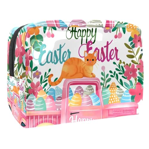 Kosmetiktaschen Für Frauen Rosa LKW Blüte Ostern Blumen Schminkkoffer Reisetasche Kosmetiktasche Organizer 18.5x7.5x13cm von EJFICAHG