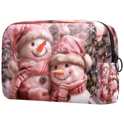 Kosmetiktaschen Für Frauen Rosa Weihnachten Schneemänner Schminkkoffer Reisetasche Kosmetiktasche Organizer von EJFICAHG