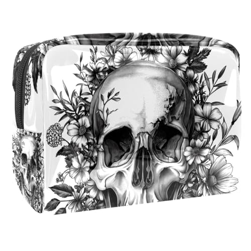 Kosmetiktaschen Für Frauen Schmetterling Und Totenkopf Schminkkoffer Reisetasche Kosmetiktasche Organizer 18.5x7.5x13cm von EJFICAHG