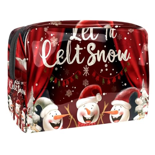 Kosmetiktaschen Für Frauen Schneemann Weihnachten Schneeflocken Schminkkoffer Reisetasche Kosmetiktasche Organizer 18.5x7.5x13cm von EJFICAHG