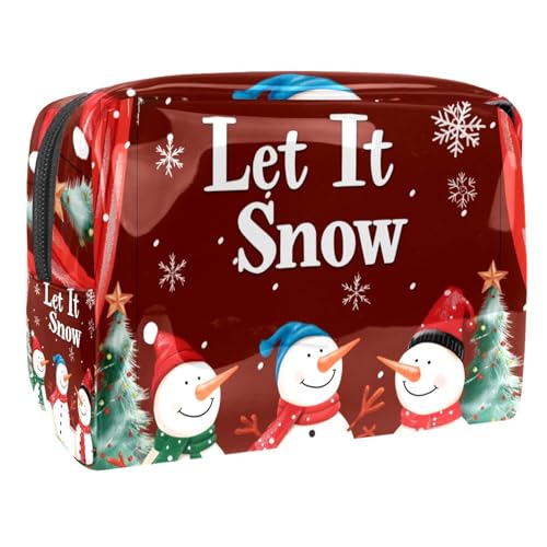 Kosmetiktaschen Für Frauen Schneemann Weihnachten Schneeflocken Schminkkoffer Reisetasche Kosmetiktasche Organizer 18.5x7.5x13cm von EJFICAHG