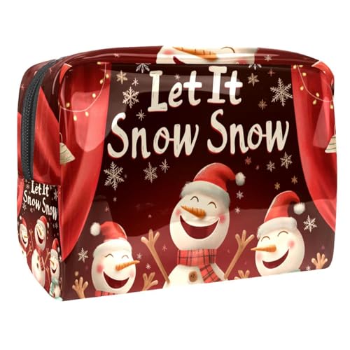 Kosmetiktaschen Für Frauen Schneemann Weihnachten Schneeflocken Schminkkoffer Reisetasche Kosmetiktasche Organizer 18.5x7.5x13cm von EJFICAHG