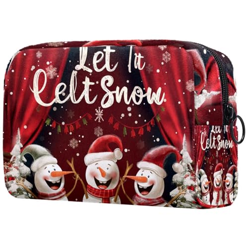 Kosmetiktaschen Für Frauen Schneemann Weihnachten Schneeflocken Schminkkoffer Reisetasche Kosmetiktasche Organizer von EJFICAHG