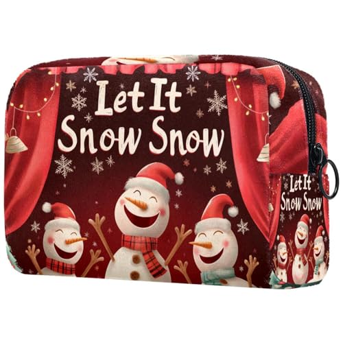 Kosmetiktaschen Für Frauen Schneemann Weihnachten Schneeflocken Schminkkoffer Reisetasche Kosmetiktasche Organizer von EJFICAHG