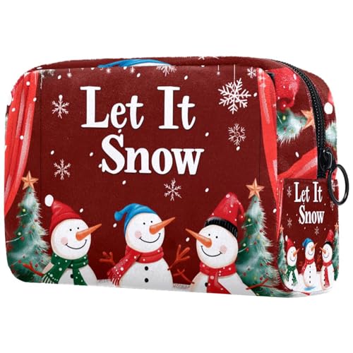 Kosmetiktaschen Für Frauen Schneemann Weihnachten Schneeflocken Schminkkoffer Reisetasche Kosmetiktasche Organizer von EJFICAHG