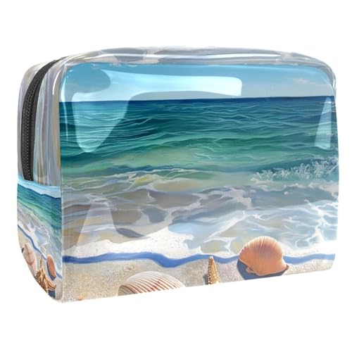 Kosmetiktaschen Für Frauen Seesterne Muscheln Strand Schminkkoffer Reisetasche Kosmetiktasche Organizer 18.5x7.5x13cm von EJFICAHG