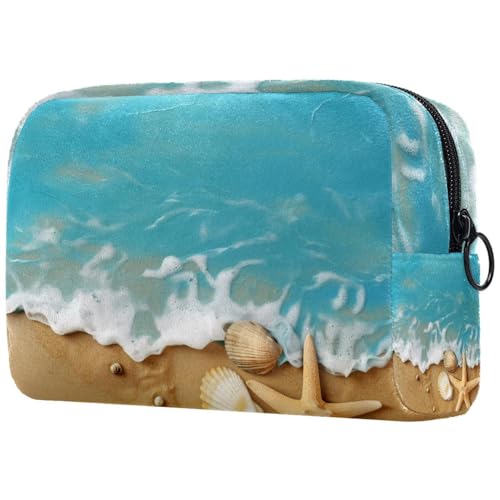 Kosmetiktaschen Für Frauen Strand Seestern Muscheln Meer Landschaft Schminkkoffer Reisetasche Kosmetiktasche Organizer von EJFICAHG