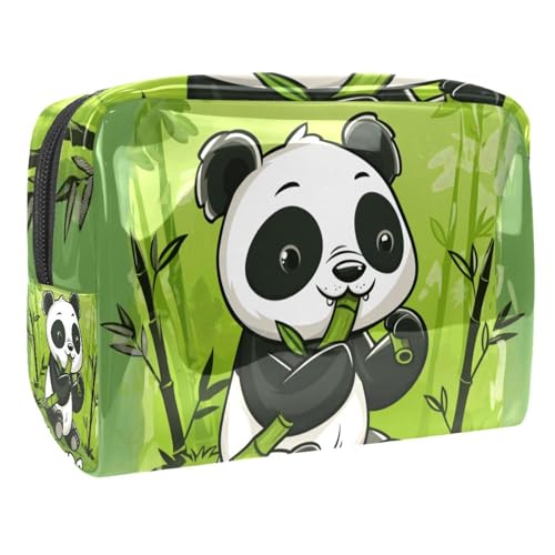 Kosmetiktaschen Für Frauen Süßer Panda Grün Schminkkoffer Reisetasche Kosmetiktasche Organizer 18.5x7.5x13cm von EJFICAHG