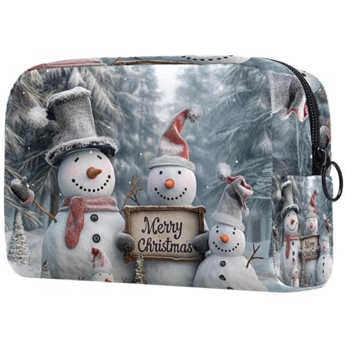 Kosmetiktaschen Für Frauen Süßer Schneemann Frohe Weihnachten Schminkkoffer Reisetasche Kosmetiktasche Organizer von EJFICAHG