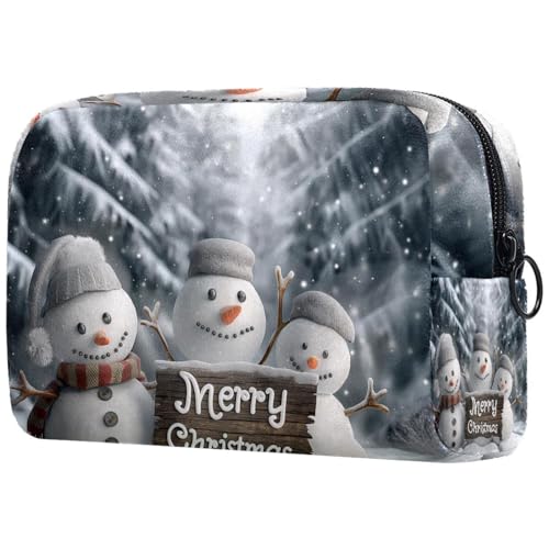 Kosmetiktaschen Für Frauen Süßer Schneemann Frohe Weihnachten Schminkkoffer Reisetasche Kosmetiktasche Organizer von EJFICAHG