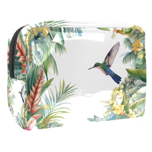 Kosmetiktaschen Für Frauen Tropische Pflanzen Kolibris Schminkkoffer Reisetasche Kosmetiktasche Organizer 18.5x7.5x13cm von EJFICAHG