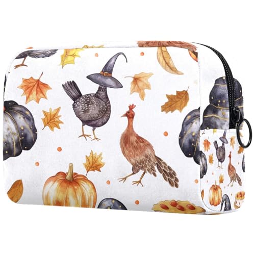 Kosmetiktaschen Für Frauen Truthahn Kürbisse Muster Schminkkoffer Reisetasche Kosmetiktasche Organizer von EJFICAHG