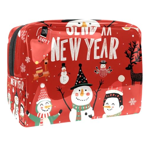 Kosmetiktaschen Für Frauen Weihnachten Cute Snowman Penguin Eigenschaften Schminkkoffer Reisetasche Kosmetiktasche Organizer 18.5x7.5x13cm von EJFICAHG