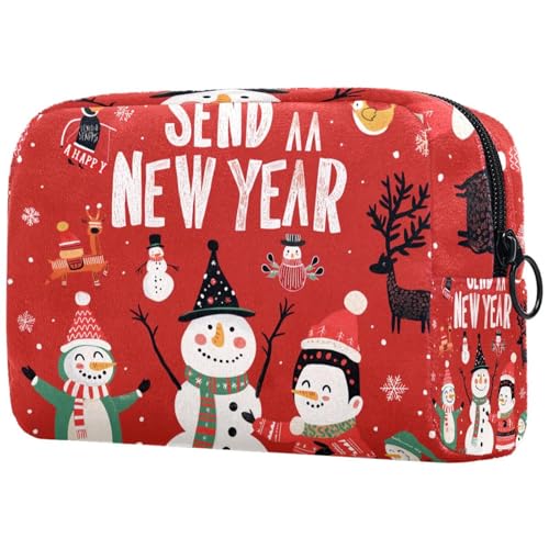 Kosmetiktaschen Für Frauen Weihnachten Cute Snowman Penguin Eigenschaften Schminkkoffer Reisetasche Kosmetiktasche Organizer von EJFICAHG