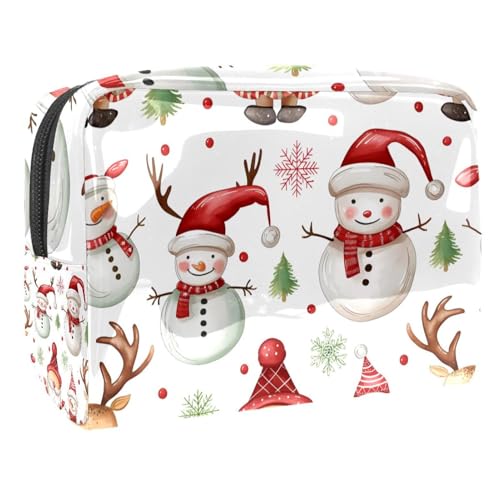 Kosmetiktaschen Für Frauen Weihnachten Niedlicher Schneemann Muster Schminkkoffer Reisetasche Kosmetiktasche Organizer 18.5x7.5x13cm von EJFICAHG