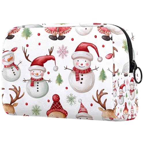 Kosmetiktaschen Für Frauen Weihnachten Niedlicher Schneemann Muster Schminkkoffer Reisetasche Kosmetiktasche Organizer von EJFICAHG
