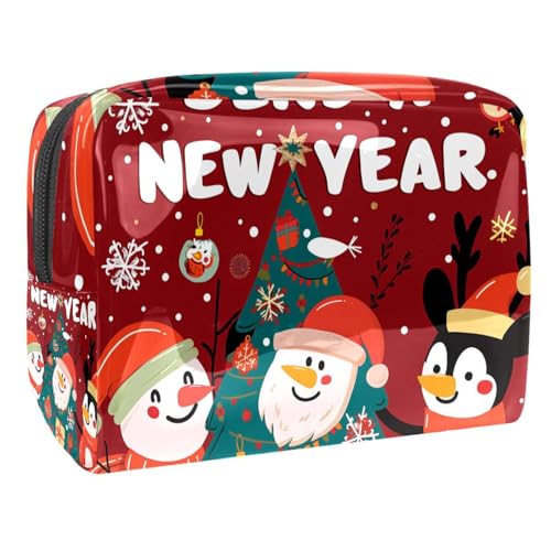 Kosmetiktaschen Für Frauen Weihnachten Niedlicher Schneemann Pinguin Eigenschaften Schminkkoffer Reisetasche Kosmetiktasche Organizer 18.5x7.5x13cm von EJFICAHG
