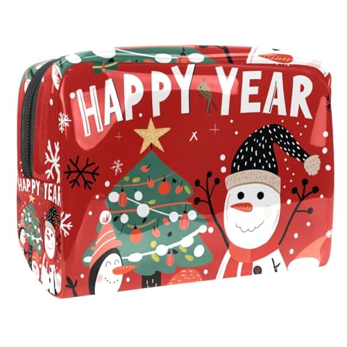 Kosmetiktaschen Für Frauen Weihnachten Niedlicher Schneemann Pinguin Merkmale Schminkkoffer Reisetasche Kosmetiktasche Organizer 18.5x7.5x13cm von EJFICAHG