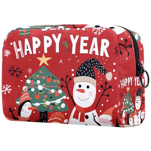 Kosmetiktaschen Für Frauen Weihnachten Niedlicher Schneemann Pinguin Merkmale Schminkkoffer Reisetasche Kosmetiktasche Organizer von EJFICAHG