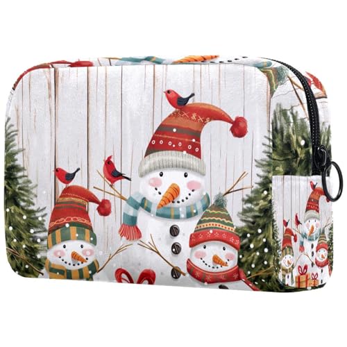 Kosmetiktaschen Für Frauen Weihnachten Niedlicher Schneemann Und Vogel Schminkkoffer Reisetasche Kosmetiktasche Organizer von EJFICAHG