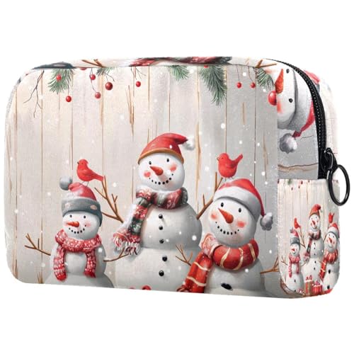 Kosmetiktaschen Für Frauen Weihnachten Niedlicher Schneemann Und Vogel Schminkkoffer Reisetasche Kosmetiktasche Organizer von EJFICAHG