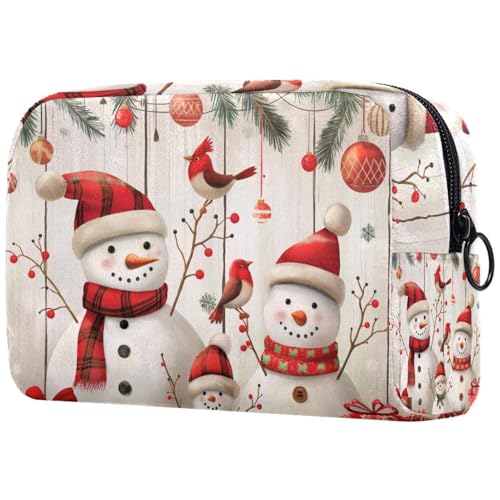 Kosmetiktaschen Für Frauen Weihnachten Niedlicher Schneemann Und Vogel Schminkkoffer Reisetasche Kosmetiktasche Organizer von EJFICAHG
