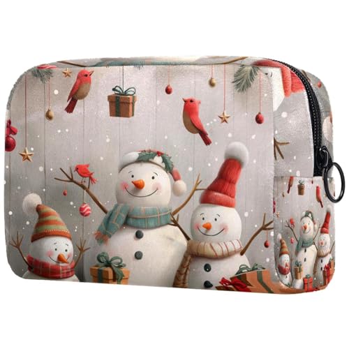 Kosmetiktaschen Für Frauen Weihnachten Niedlicher Schneemann Und Vogel Schminkkoffer Reisetasche Kosmetiktasche Organizer von EJFICAHG