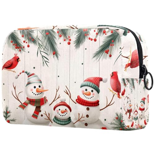Kosmetiktaschen Für Frauen Weihnachten Niedlicher Schneemann Und Vogel Schminkkoffer Reisetasche Kosmetiktasche Organizer von EJFICAHG