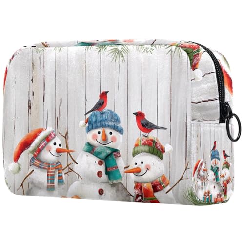 Kosmetiktaschen Für Frauen Weihnachten Niedlicher Schneemann Und Vogel Schminkkoffer Reisetasche Kosmetiktasche Organizer von EJFICAHG
