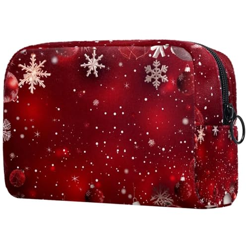 Kosmetiktaschen Für Frauen Weihnachten Rote Kugeln Hintergrund Schminkkoffer Reisetasche Kosmetiktasche Organizer von EJFICAHG
