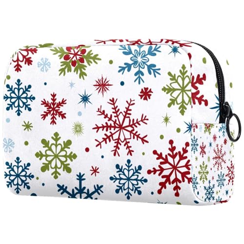 Kosmetiktaschen Für Frauen Weihnachten Schneeflocken Muster Schminkkoffer Reisetasche Kosmetiktasche Organizer von EJFICAHG