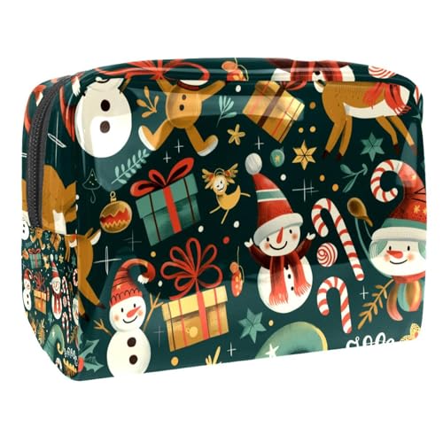 Kosmetiktaschen Für Frauen Weihnachten Schneemann Geschenkvorlagen Schminkkoffer Reisetasche Kosmetiktasche Organizer 18.5x7.5x13cm von EJFICAHG