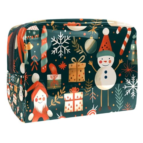 Kosmetiktaschen Für Frauen Weihnachten Schneemann Geschenkvorlagen Schminkkoffer Reisetasche Kosmetiktasche Organizer 18.5x7.5x13cm von EJFICAHG