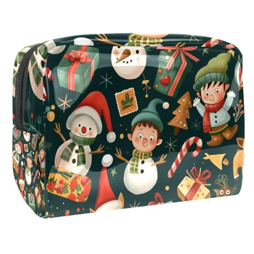 Kosmetiktaschen Für Frauen Weihnachten Schneemann Geschenkvorlagen Schminkkoffer Reisetasche Kosmetiktasche Organizer 18.5x7.5x13cm von EJFICAHG