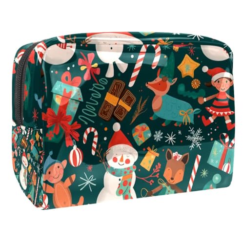 Kosmetiktaschen Für Frauen Weihnachten Schneemann Geschenkvorlagen Schminkkoffer Reisetasche Kosmetiktasche Organizer 18.5x7.5x13cm von EJFICAHG