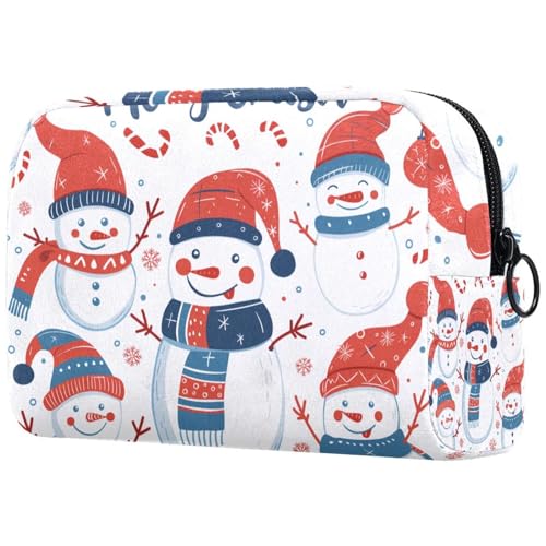 Kosmetiktaschen Für Frauen Weihnachten Schneemann Muster Niedlich Schminkkoffer Reisetasche Kosmetiktasche Organizer von EJFICAHG