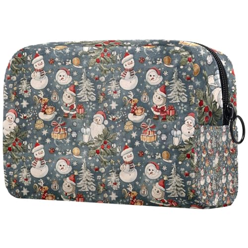 Kosmetiktaschen Für Frauen Weihnachten Schneemann Muster Schminkkoffer Reisetasche Kosmetiktasche Organizer von EJFICAHG
