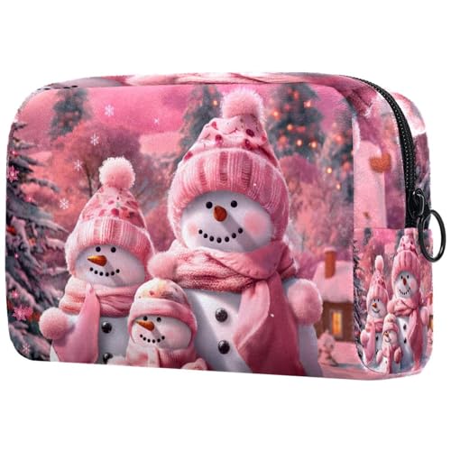Kosmetiktaschen Für Frauen Weihnachten Süßer Schneemann Rosa Schminkkoffer Reisetasche Kosmetiktasche Organizer von EJFICAHG