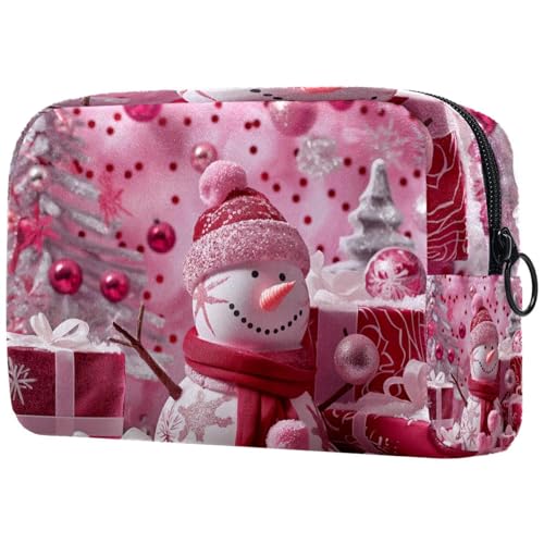 Kosmetiktaschen Für Frauen Weihnachten Süßer Schneemann Rosa Schminkkoffer Reisetasche Kosmetiktasche Organizer von EJFICAHG