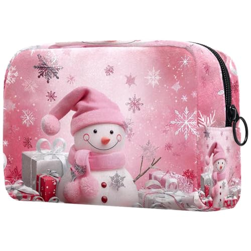 Kosmetiktaschen Für Frauen Weihnachten Süßer Schneemann Rosa Schminkkoffer Reisetasche Kosmetiktasche Organizer von EJFICAHG
