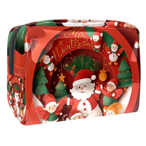 Kosmetiktaschen Für Frauen Weihnachten Weihnachtsmann Cute Snowman Schminkkoffer Reisetasche Kosmetiktasche Organizer 18.5x7.5x13cm von EJFICAHG