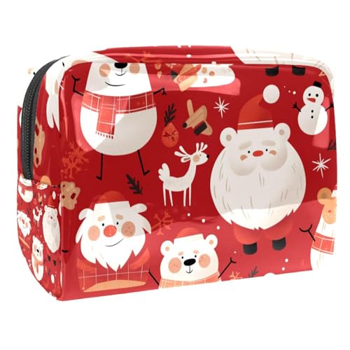 Kosmetiktaschen Für Frauen Weihnachten Weihnachtsmann Muster Schminkkoffer Reisetasche Kosmetiktasche Organizer 18.5x7.5x13cm von EJFICAHG