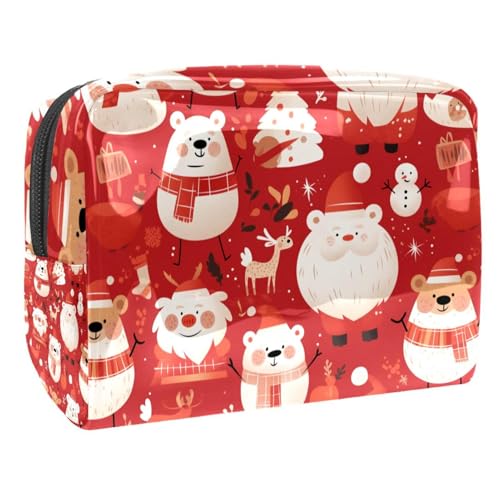 Kosmetiktaschen Für Frauen Weihnachten Weihnachtsmann Muster Schminkkoffer Reisetasche Kosmetiktasche Organizer 18.5x7.5x13cm von EJFICAHG